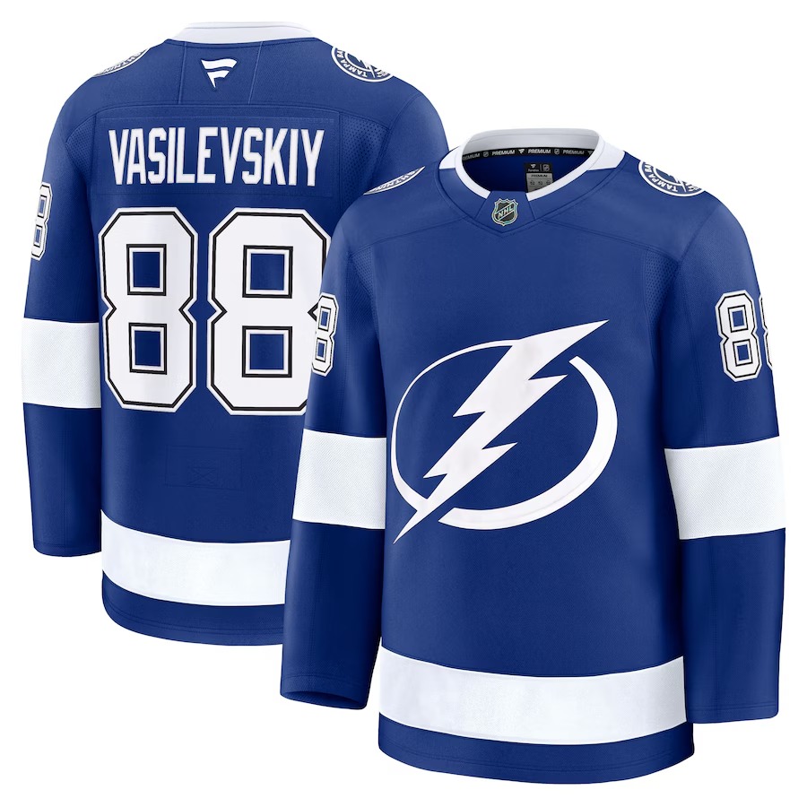 Men's Tampa Bay Lightning Andrei Vasilevskiy Fanatics Blue Home Premium Jersey - Jersey