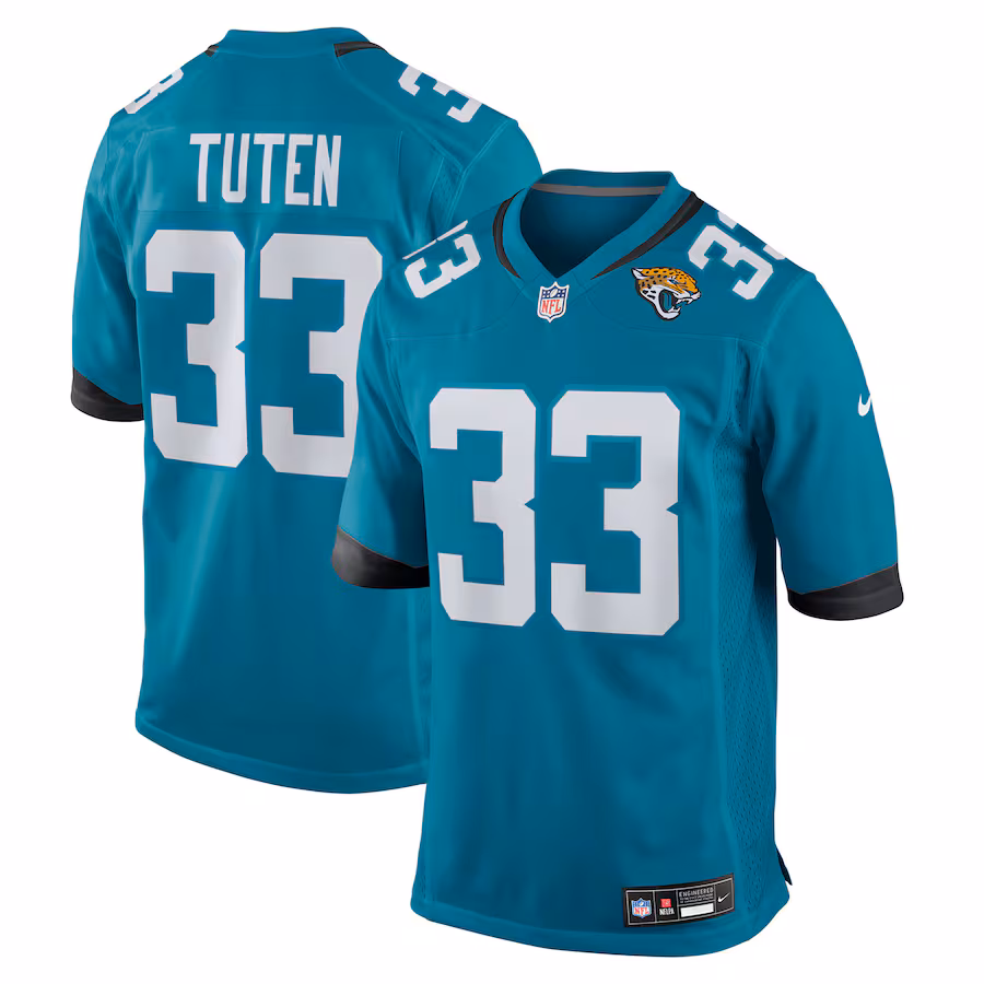Men's Jacksonville Jaguars Bhayshul Tuten Nike Teal Team Game Jersey - Jersey