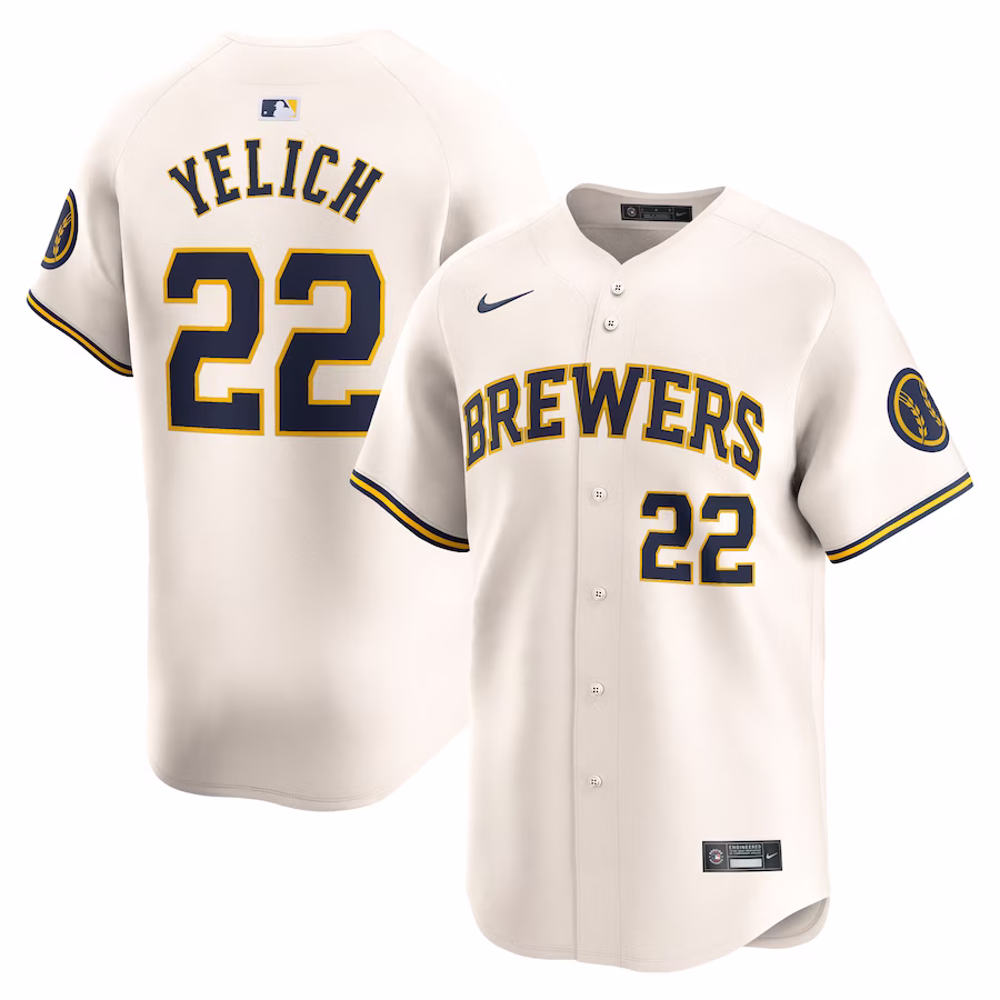 Men's Milwaukee Brewers Christian Yelich Nike Cream Home Limited Player Jersey - Jersey