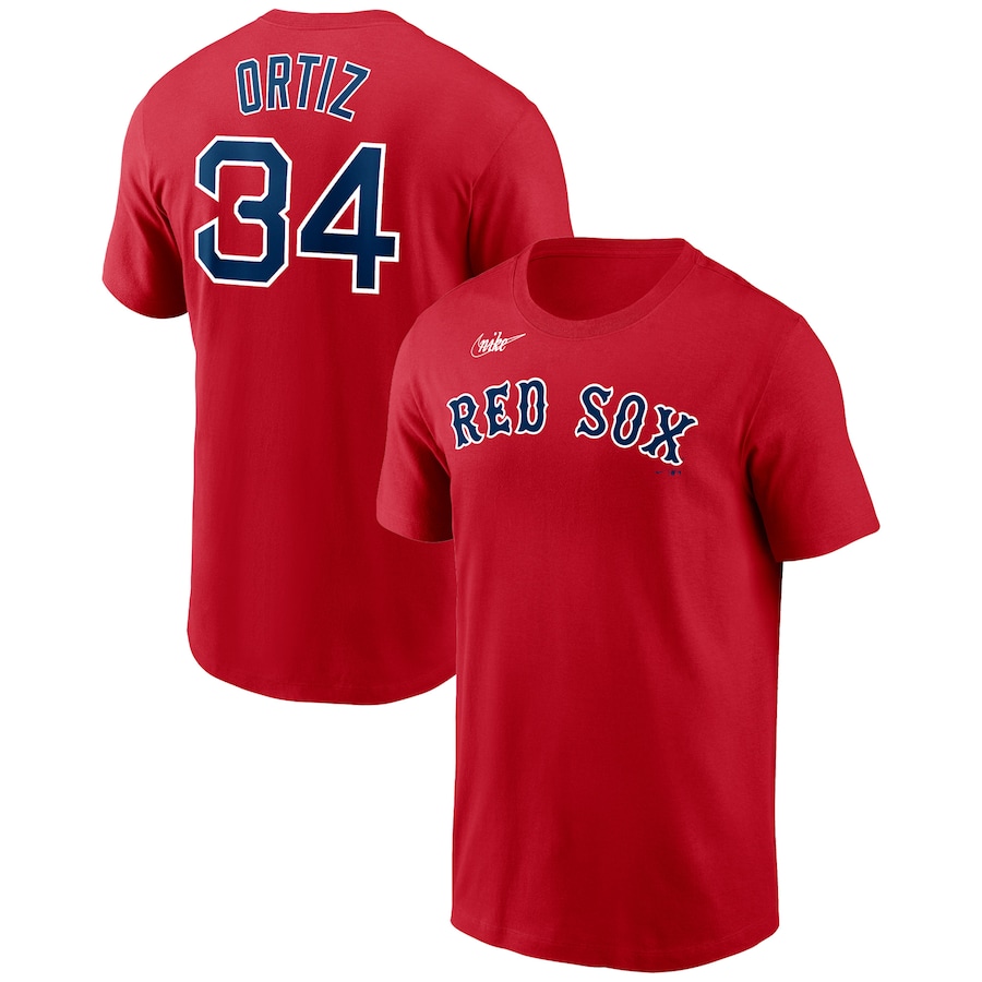 Men's Boston Red Sox David Ortiz Nike Red Name & Number T-Shirt - Jersey