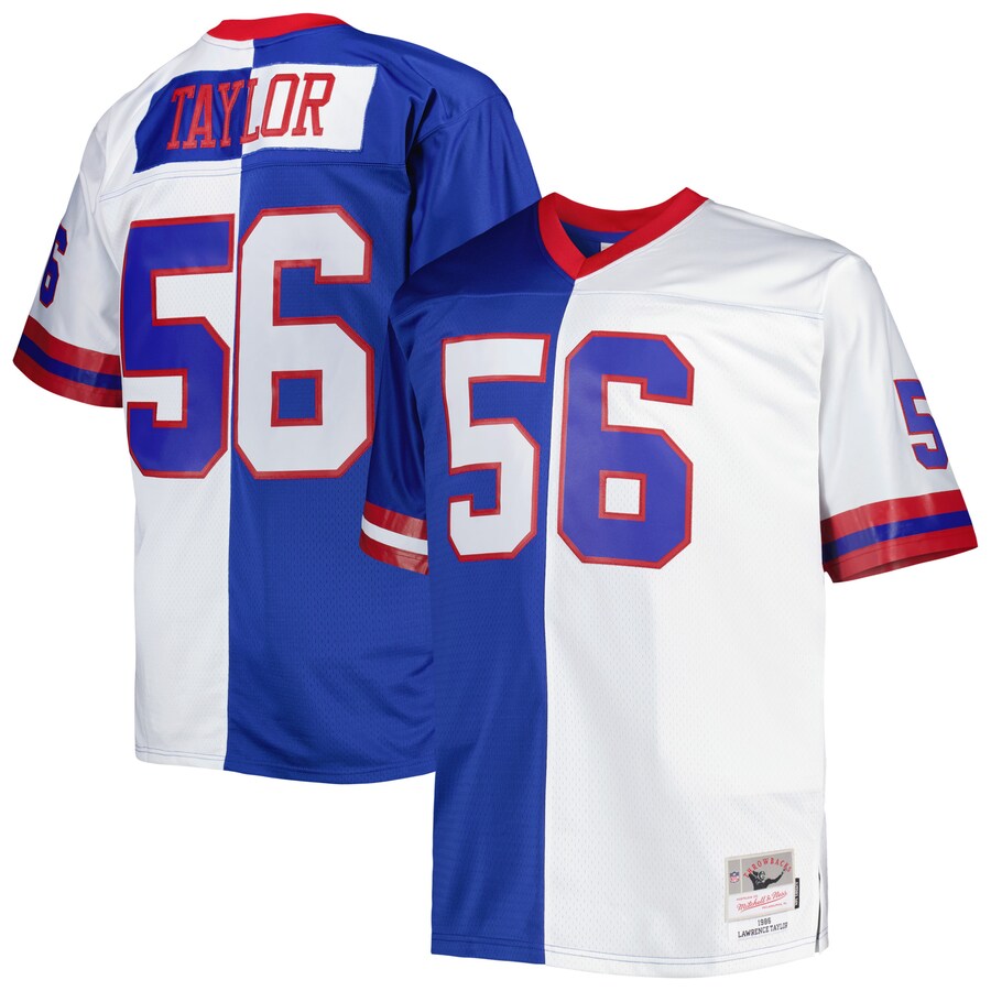 Men's New York Giants Lawrence Taylor Mitchell & Ness Royal/White Big & Tall Split Legacy Retired Player Replica Jersey - Jersey