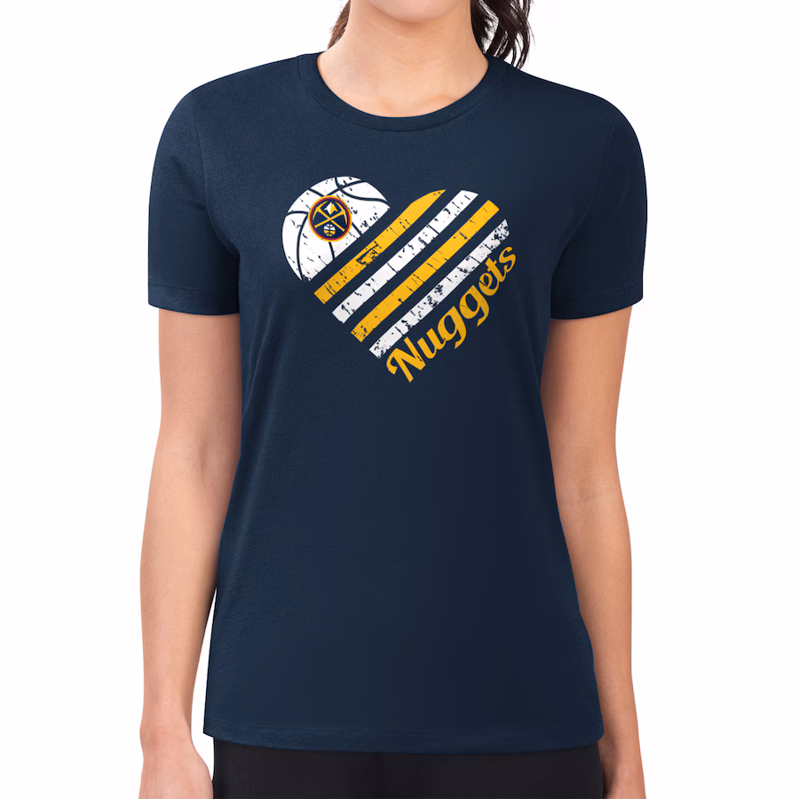 Women's Denver Nuggets G-III 4Her by Carl Banks Navy Heart Team T-Shirt - Jersey