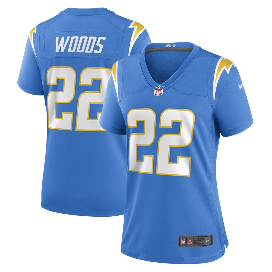 Women's Los Angeles Chargers JT Woods Nike Powder Blue Game Player Jersey - Jersey