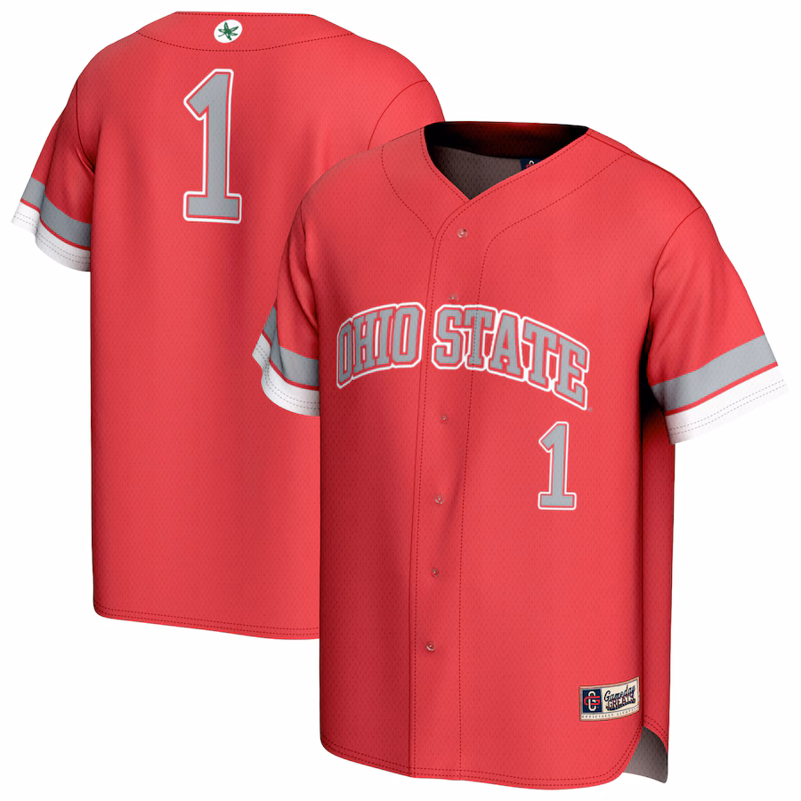 Youth GameDay Greats #1 Scarlet Ohio State Buckeyes Lightweight Collegiate Baseball Fashion Jersey - Jersey