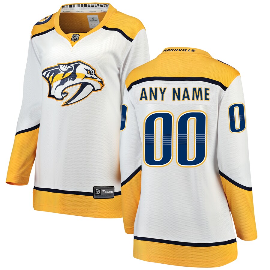 Women's Nashville Predators Fanatics Branded White Away Breakaway Custom Jersey - Jersey