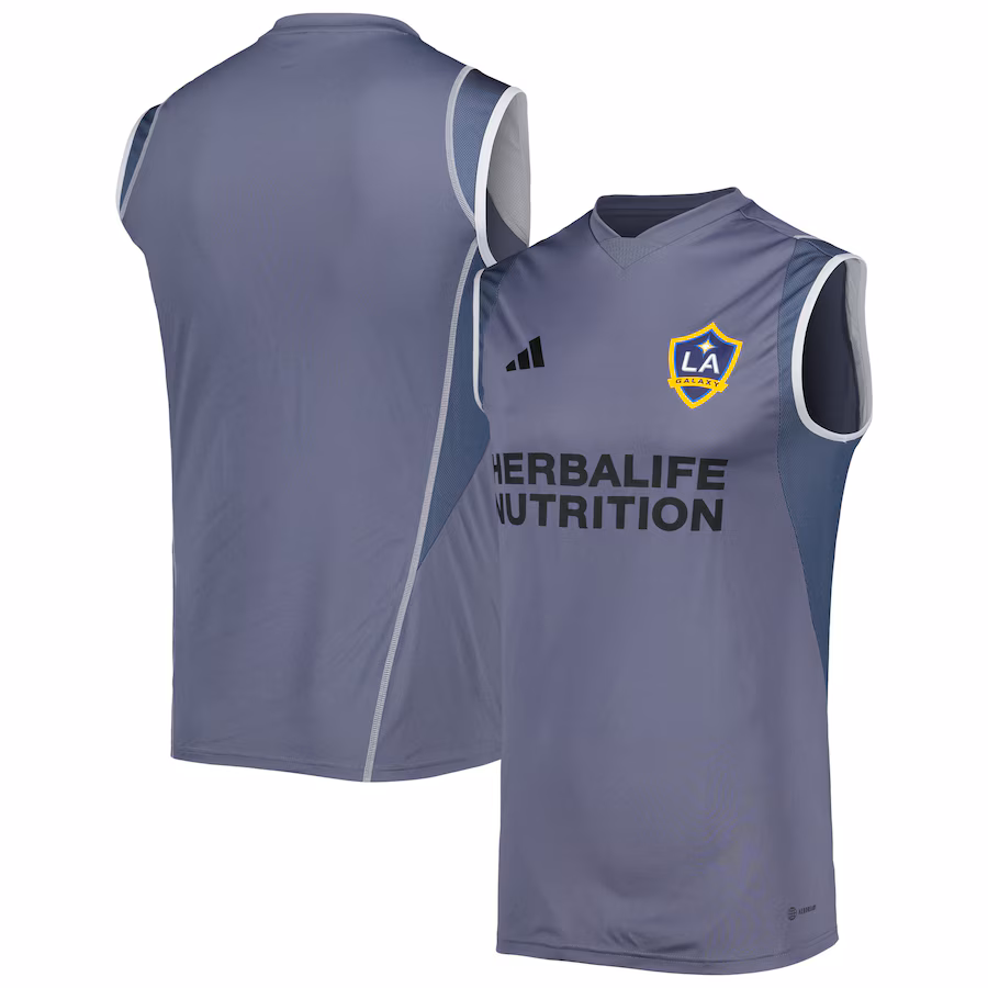 Men's LA Galaxy adidas Gray 2023 On-Field Sleeveless Training Jersey - Jersey