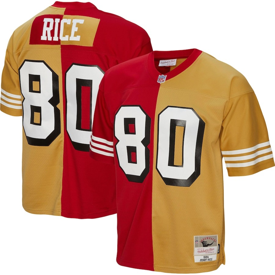 Men's San Francisco 49ers Jerry Rice Mitchell & Ness Scarlet/Gold 1994 Split Legacy Replica Jersey - Jersey