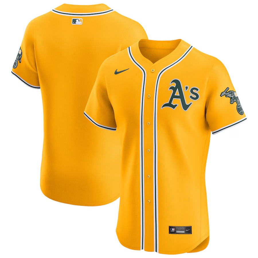 Men's Oakland Athletics Nike Gold Alternate Vapor Premier Elite Patch Jersey - Jersey