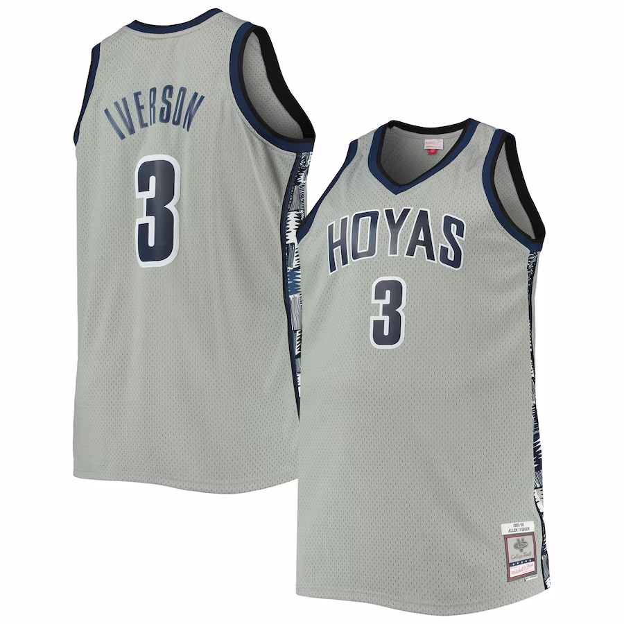Allen Iverson Georgetown Hoyas Mitchell & Ness Big & Tall 1995/96 Replica Player Jersey - Gray - Jersey