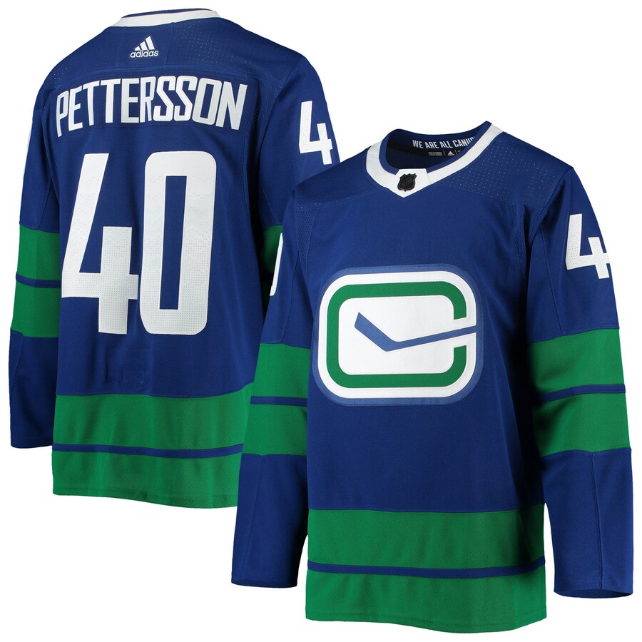 Men's Vancouver Canucks Elias Pettersson adidas Blue 2020/21 Authentic Alternate Player Jersey - Jersey