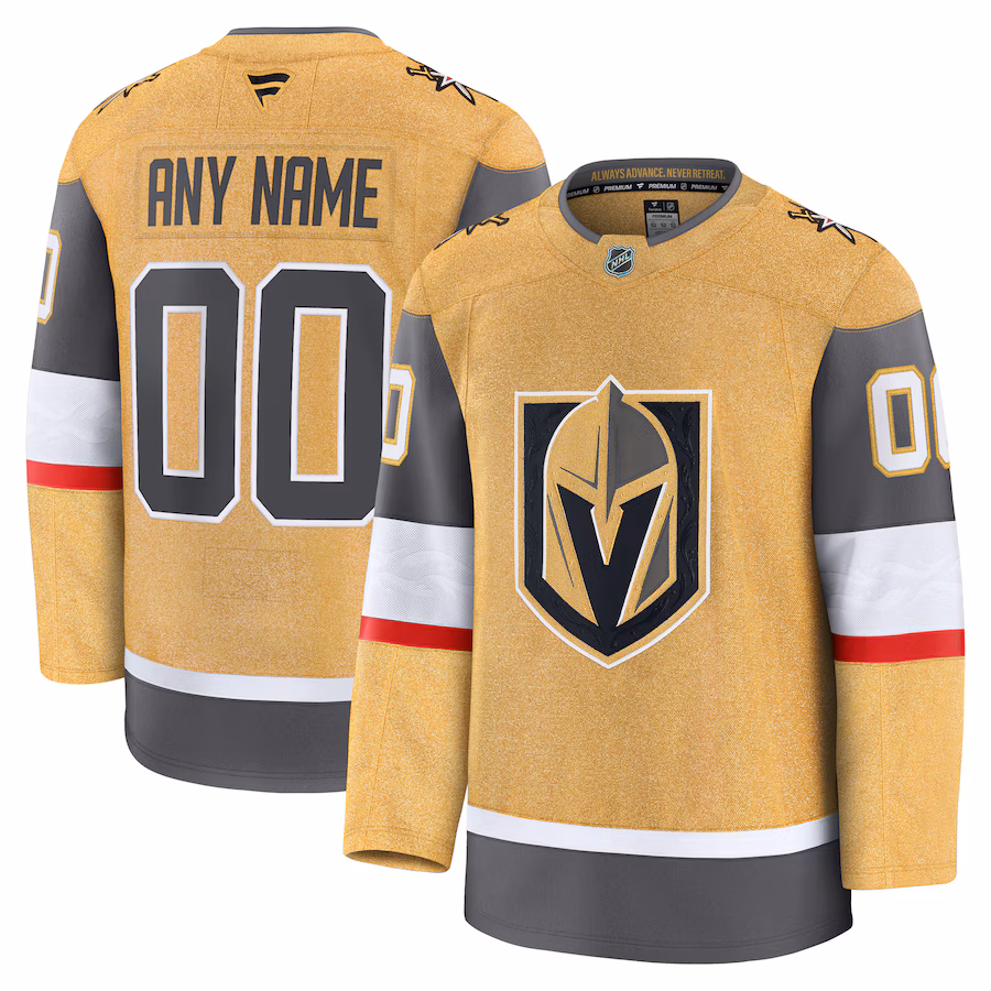 Men's Vegas Golden Knights Fanatics Gold Home Premium Custom Jersey - Jersey