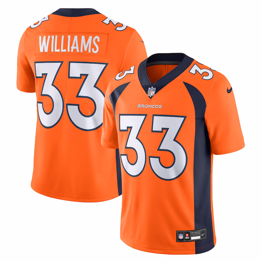 Men's Denver Broncos Javonte Williams Nike Orange  Vapor Untouchable Limited Jersey - Jersey