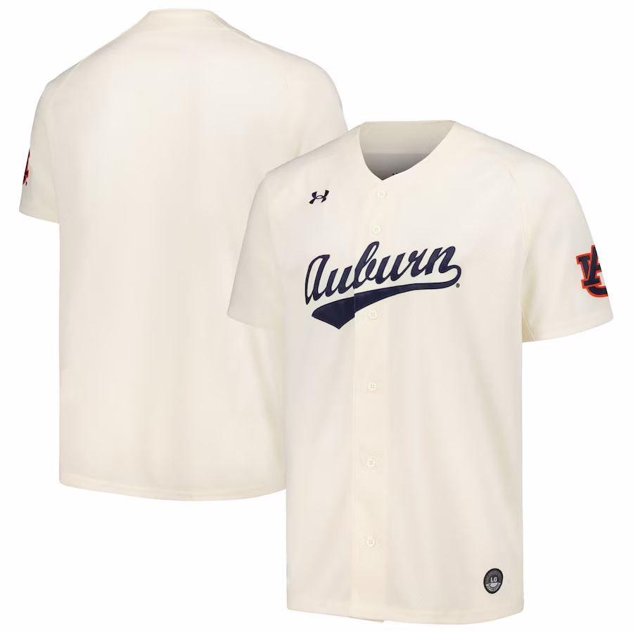 Auburn Tigers Under Armour Replica Baseball Jersey - Cream - Jersey