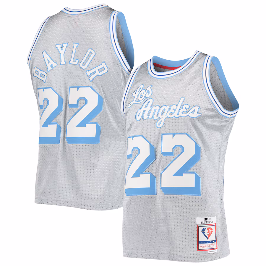 Men's Los Angeles Lakers Elgin Baylor Silver Mitchell & Ness 75th Anniversary 1960/61 Hardwood Classics Swingman Jersey - Jersey