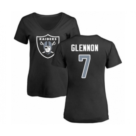 Football Women's Oakland Raiders #7 Mike Glennon Black Name & Number Logo T-Shirt - Jersey