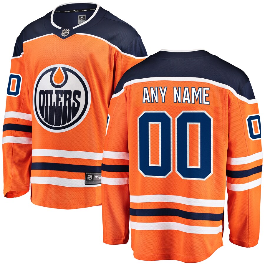 Men's Edmonton Oilers Fanatics Branded Orange Home Breakaway Custom Jersey - Jersey