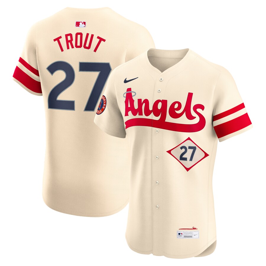 Men's Los Angeles Angels Mike Trout Nike Cream City Connect Elite Player Jersey - Jersey