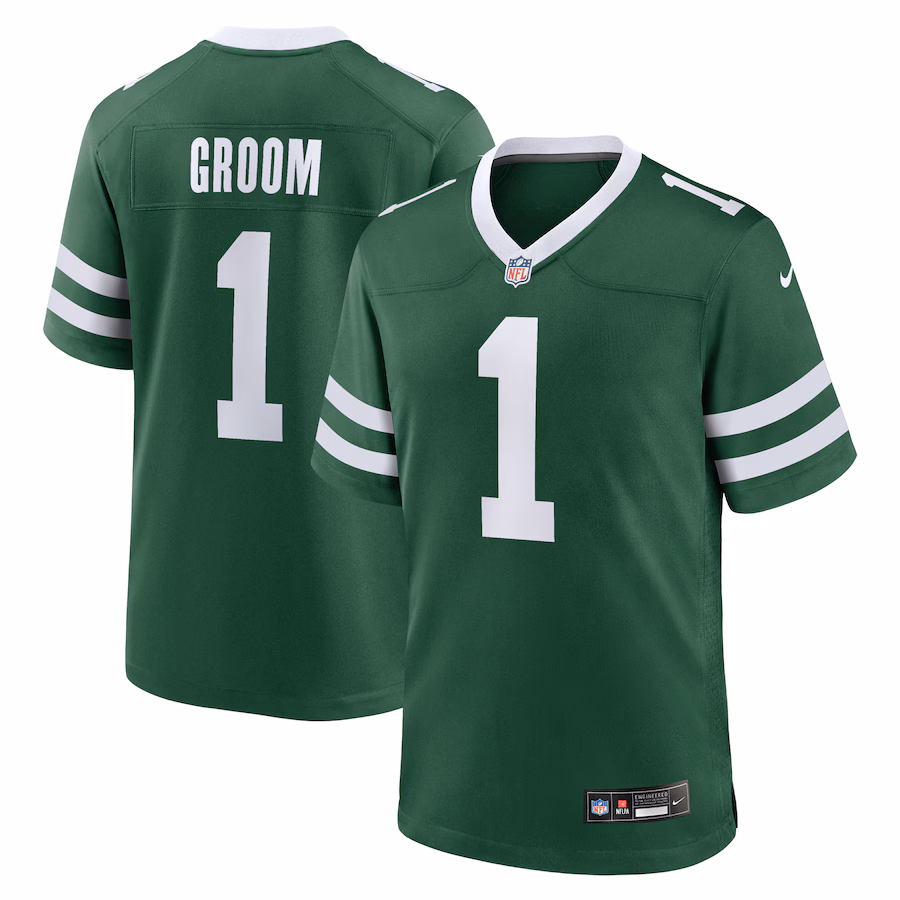 Men's New York Jets Number 1 Groom Nike Legacy Green Game Jersey - Jersey