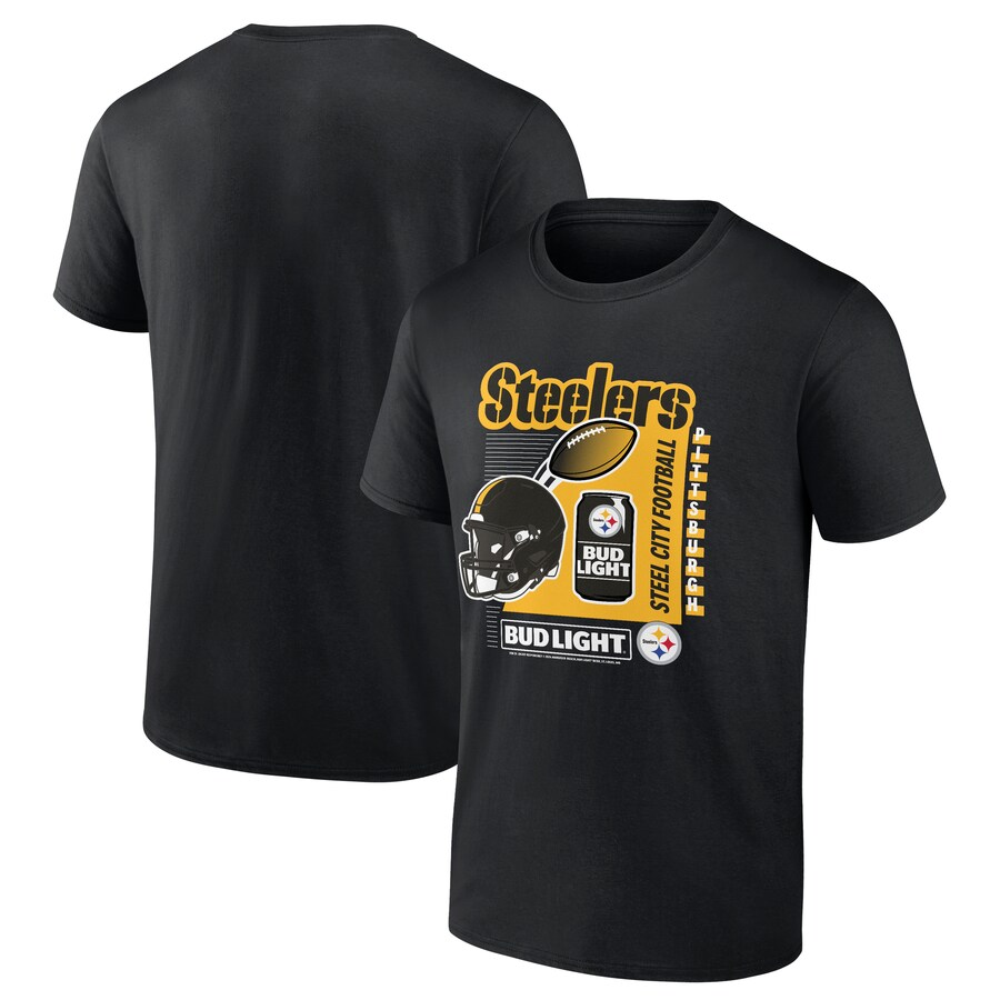 Men's Pittsburgh Steelers Black Bud Light T-Shirt - Jersey
