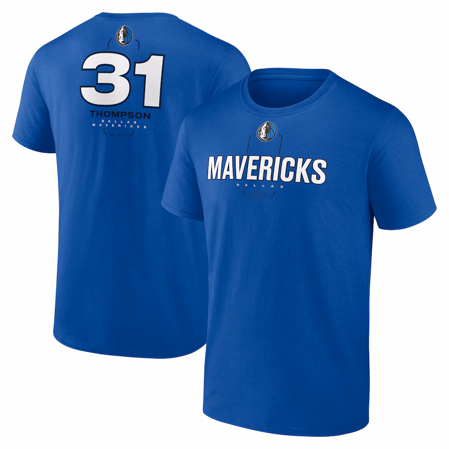 Men's Dallas Mavericks Klay Thompson Blue  Behind The Back Name & Number T-Shirt - Jersey