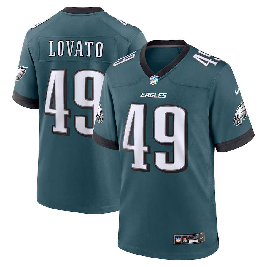 Men's Philadelphia Eagles Rick Lovato Nike Midnight Green Team Game Jersey - Jersey