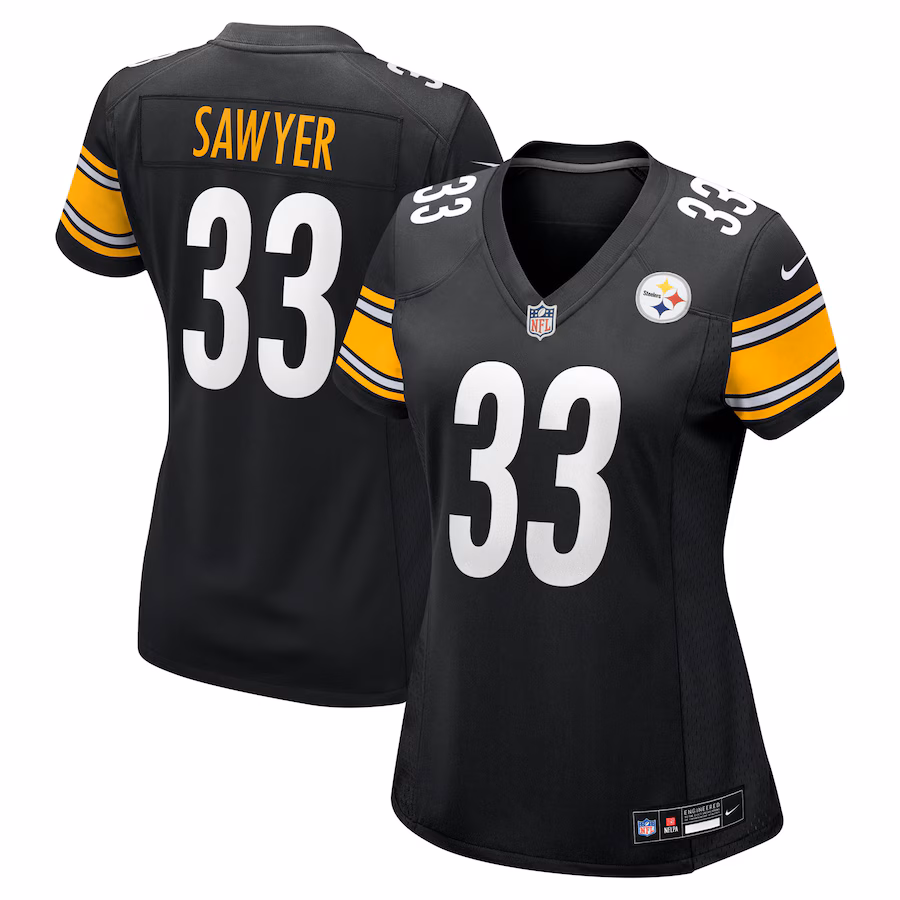 Women's Pittsburgh Steelers Jack Sawyer Nike Black Team Game Jersey - Jersey