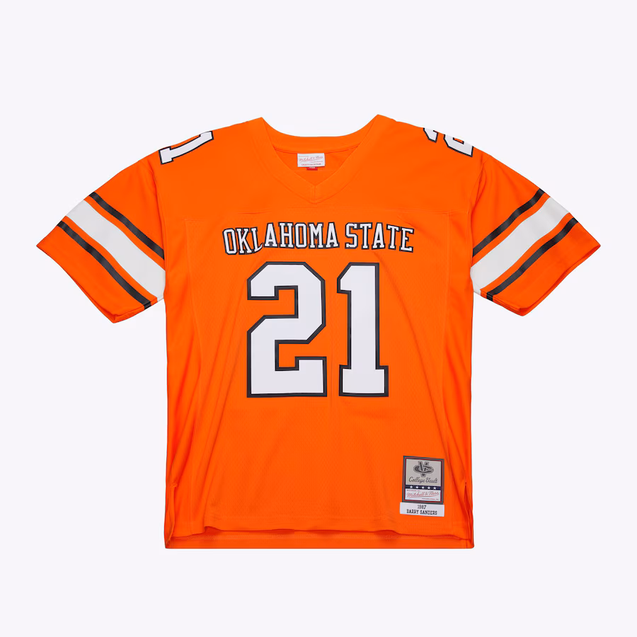 Men's Mitchell & Ness Barry Sanders Orange Oklahoma State Cowboys 1987 Replica Jersey - Jersey
