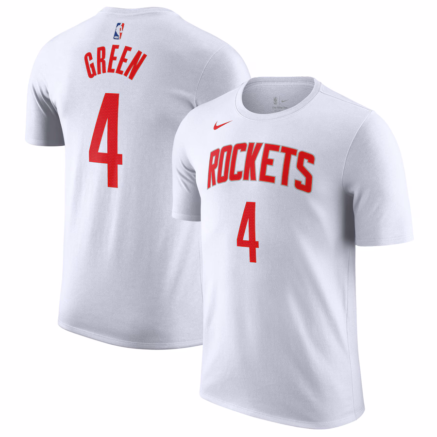 Men's Houston Rockets Jalen Green Nike White 2022/23 Name & Number T-Shirt - Jersey