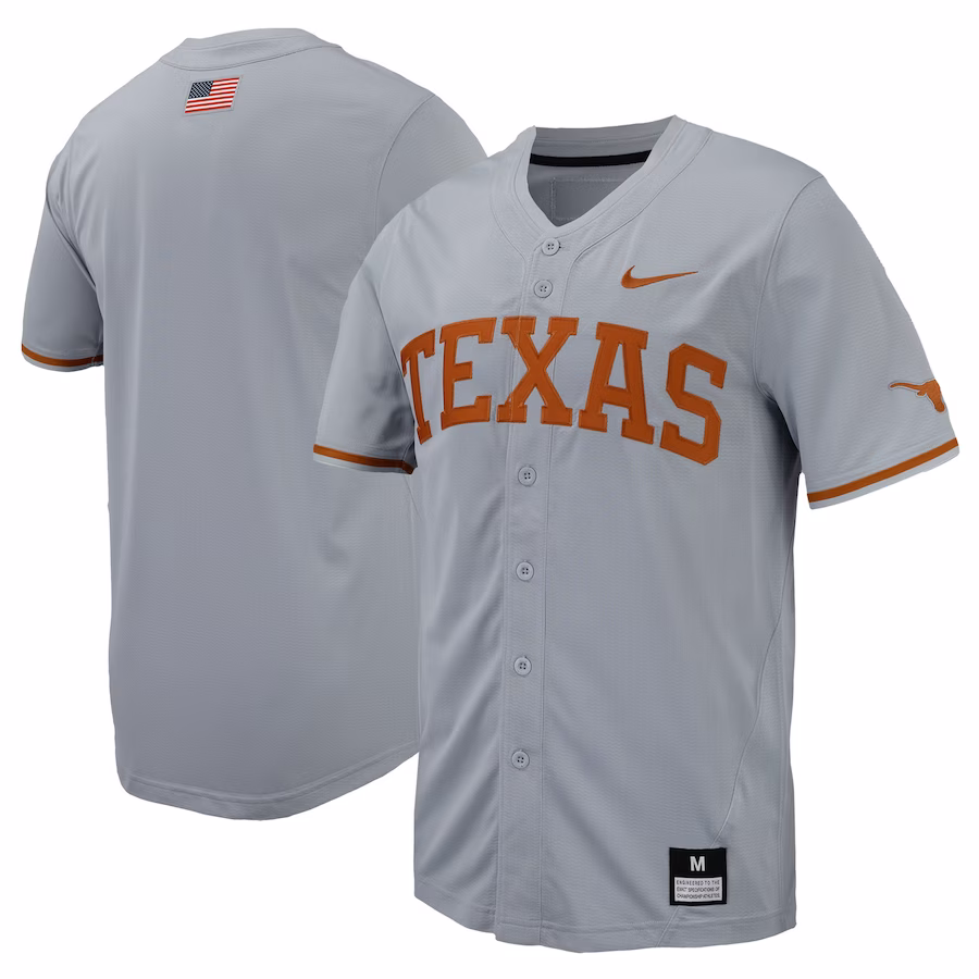 Texas Longhorns Nike Replica Full-Button Baseball Jersey - Gray - Jersey