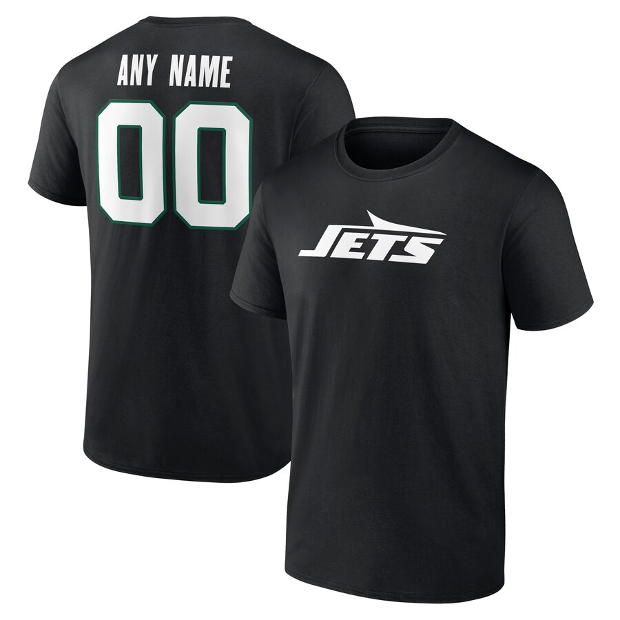 Men's New York Jets  Black Team Authentic Custom T-Shirt - Jersey