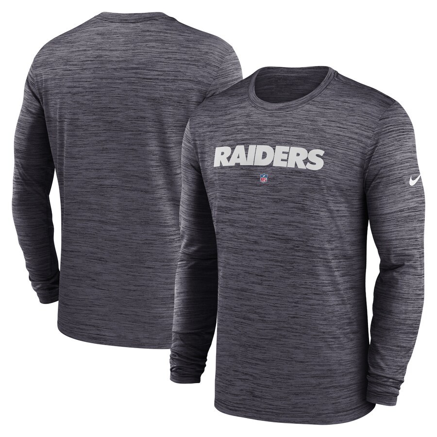Men's Las Vegas Raiders  Nike Black Sideline Team Velocity Performance Long Sleeve T-Shirt - Jersey