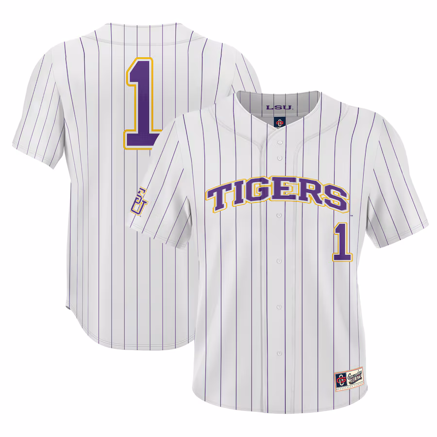 #1 LSU Tigers GameDay Greats Youth Lightweight Baseball Jersey - White - Jersey