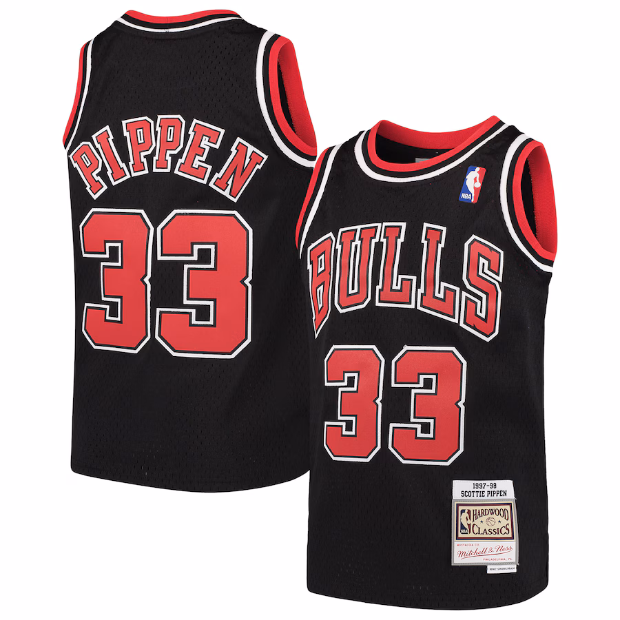 Youth Chicago Bulls Scottie Pippen Mitchell & Ness Black Hardwood Classics Swingman Throwback Jersey - Jersey