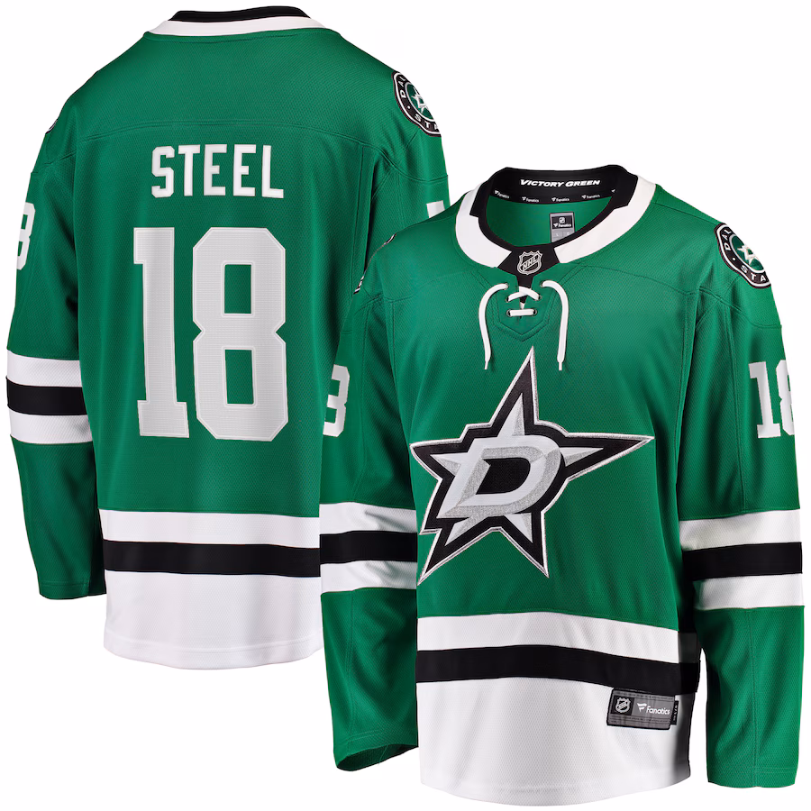 Men's Dallas Stars Sam Steel Fanatics Kelly Green Home Breakaway Jersey - Jersey