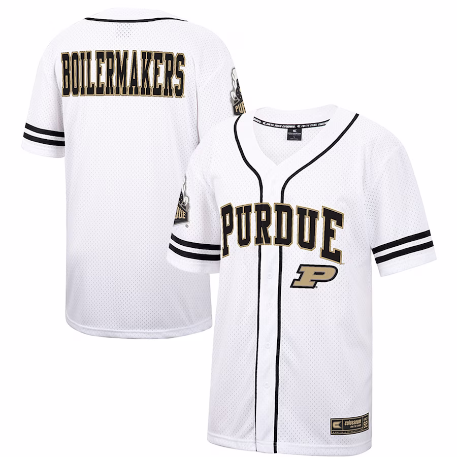 Purdue Boilermakers Colosseum Free Spirited Mesh Button-Up Baseball Jersey - White - Jersey