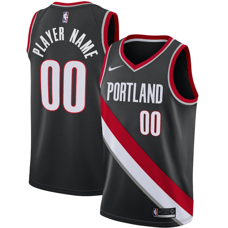 Men's Portland Trail Blazers Nike Black 2020/21 Swingman Custom Jersey - Icon Edition - Jersey