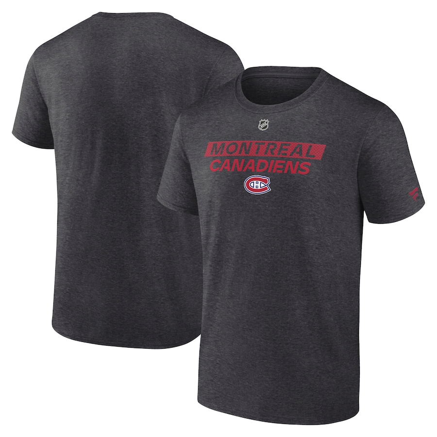 Men's Montreal Canadiens Fanatics Heather Charcoal Authentic Pro Core Primary T-Shirt - Jersey