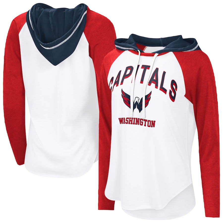 Women's Washington Capitals G-III 4Her by Carl Banks White VIP Raglan Long Sleeve Hoodie T-Shirt - Jersey
