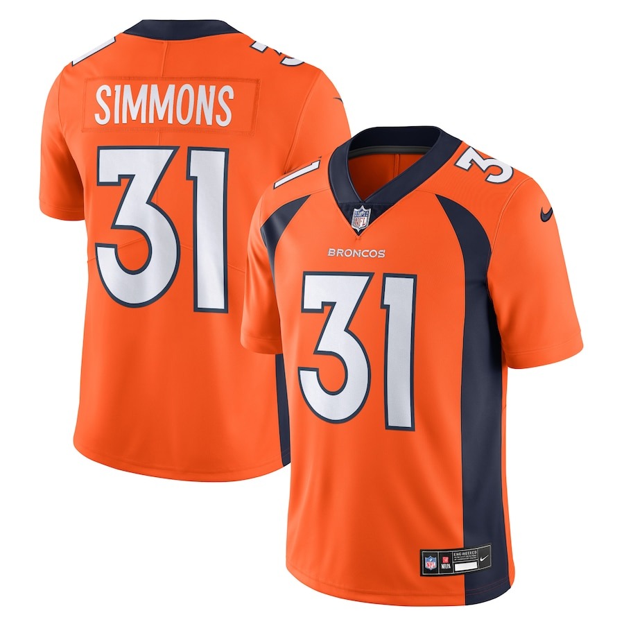 Men's Denver Broncos Justin Simmons Nike Orange  Vapor Untouchable Limited Jersey - Jersey
