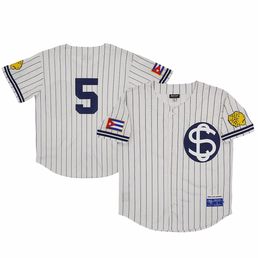 Men's Santa Clara Leopardos #5 Rings & Crwns Cream Mesh Button-Down Replica Jersey - Jersey
