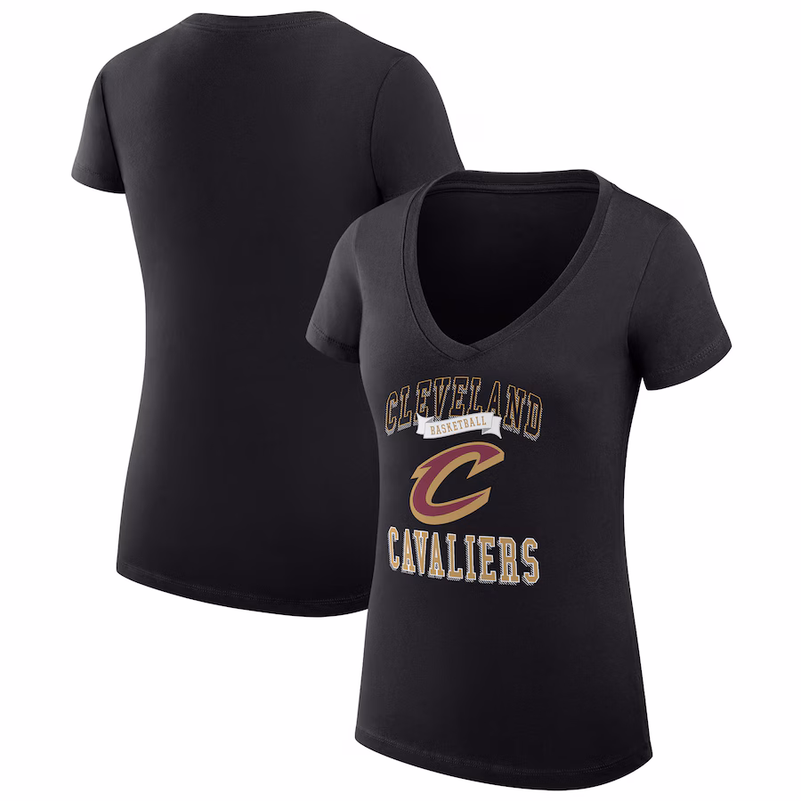 Women's Cleveland Cavaliers G-III 4Her by Carl Banks Black Team Logo Fitted V-Neck T-Shirt - Jersey