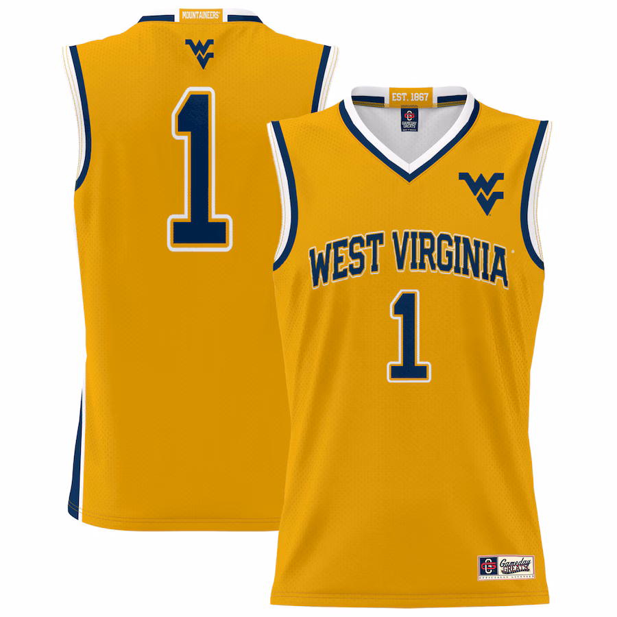 Unisex GameDay Greats #1 Gold West Virginia Mountaineers Lightweight Basketball Jersey - Jersey
