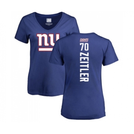 Football Women's New York Giants #70 Kevin Zeitler Royal Blue Backer T-Shirt - Jersey