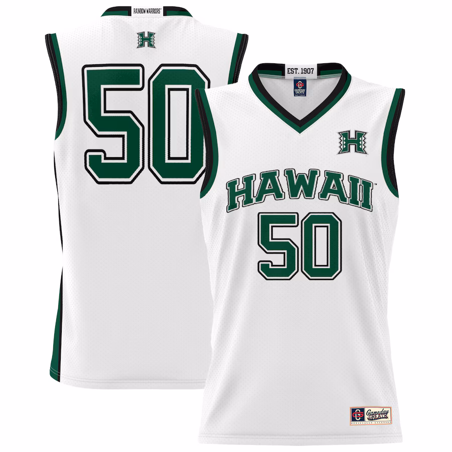 Youth GameDay Greats #50 White Hawaii Rainbow Warriors Lightweight Basketball Jersey - Jersey