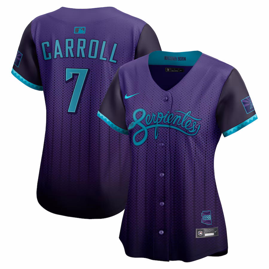 Women's Arizona Diamondbacks Corbin Carroll Nike Purple 2025 City Connect Limited Player Jersey - Jersey