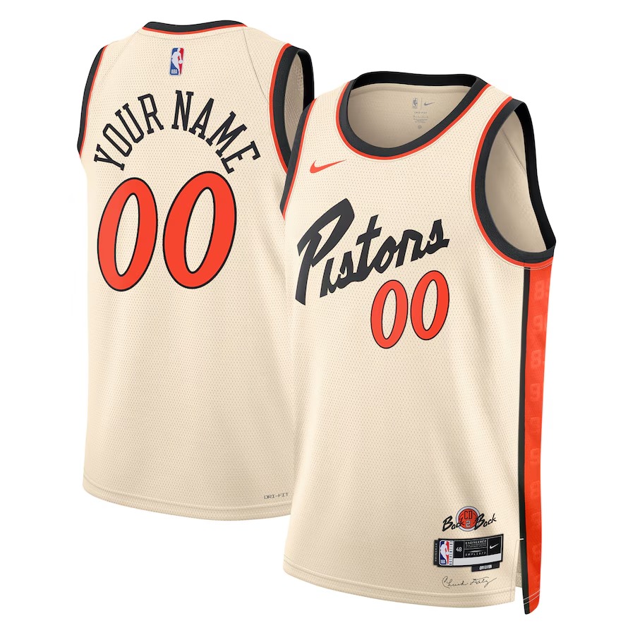 Unisex Detroit Pistons Nike White 2024/25 Custom Swingman Jersey - City Edition - Jersey
