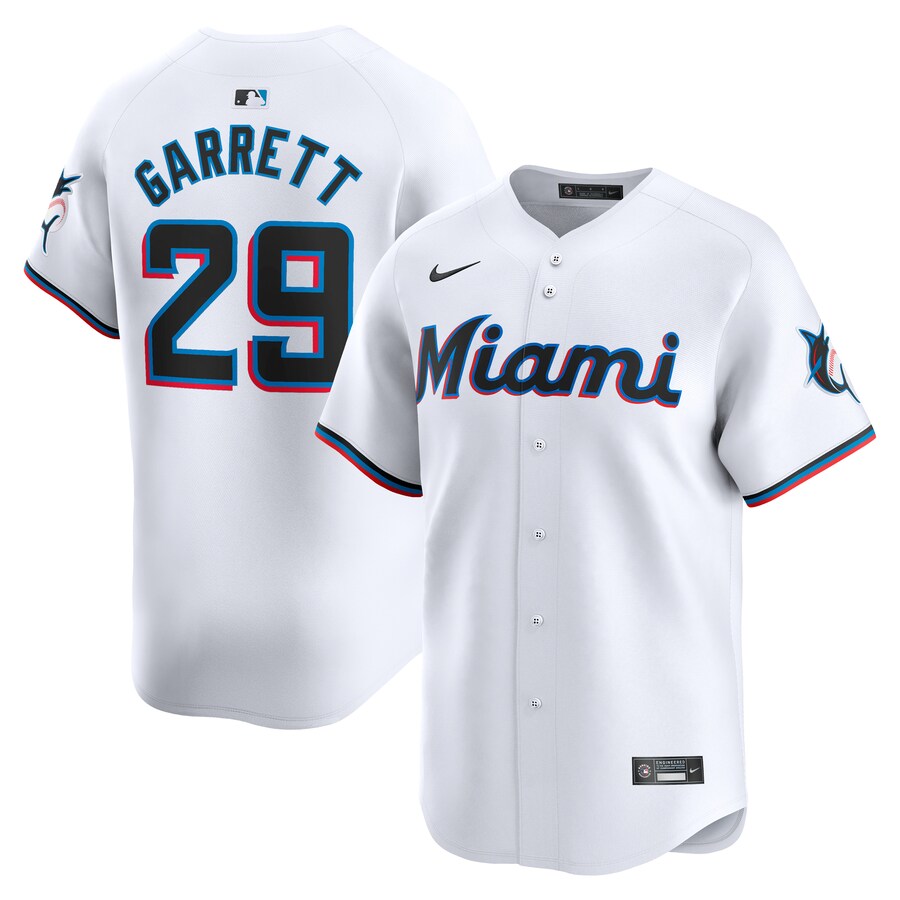 Men's Miami Marlins Braxton Garrett Nike White Home Limited Player Jersey - Jersey