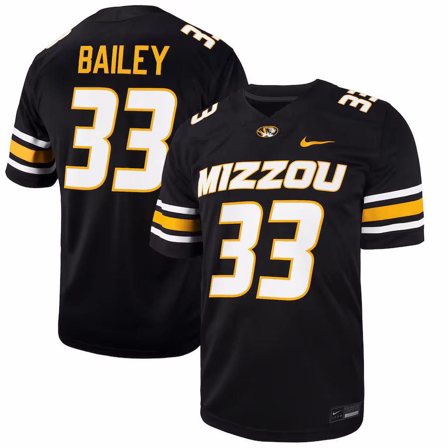 Chad Bailey Missouri Tigers Nike NIL Football Player Jersey - Black - Jersey