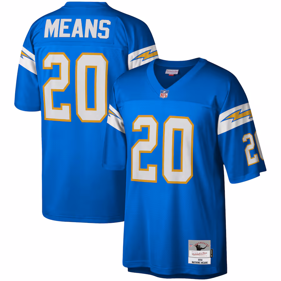 Men's Los Angeles Chargers Natrone Means Mitchell & Ness Powder Blue Legacy Replica Jersey - Jersey