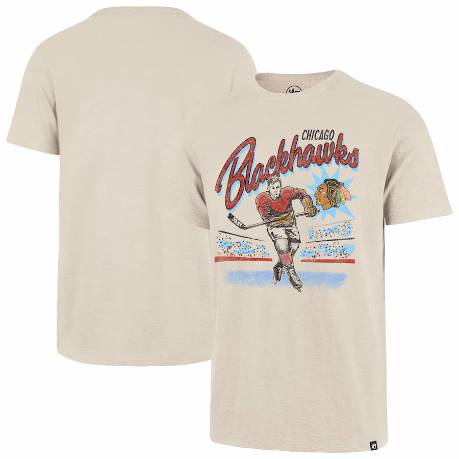 Men's Chicago Blackhawks '47 Natural Hockey Player Golden Age Scrum T-Shirt - Jersey